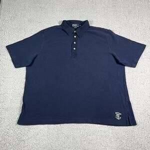 Polo Ralph Lauren Shirt Mens 2XL Blue Nautical Embroidered Logo Short Sleeve VTG